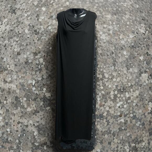 Chico's 2 (US Large) Maxi Dress Cowl Neck Sleeveless Black Sheath Gown - Picture 1 of 12